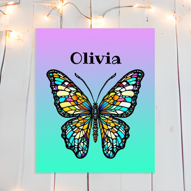 Colorful Stained Glass Butterfly Personalized Poster (Creator Uploaded)