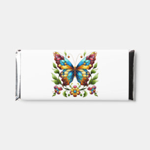 Colorful stained glass butterfly with flowers hershey bar favors