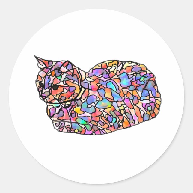 Colorful Stained Glass Cat Sticker (Front)
