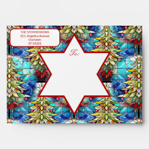 Colorful Stained Glass Christmas Tree Envelope