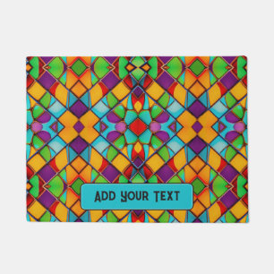 Colorful Stained Glass Decor - add own text Doormat
