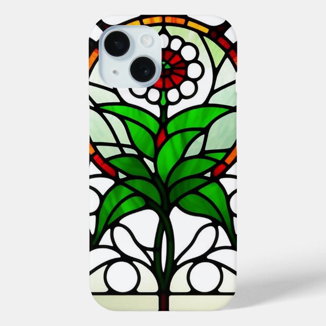 Colorful Stained Glass Depicting Flower Case-Mate iPhone Case (Back)