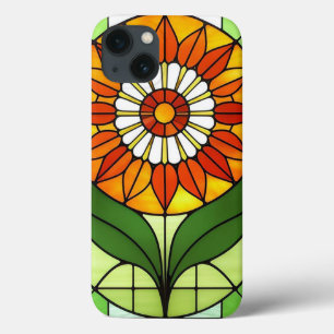 Colorful Stained Glass Depicting Flower iPhone 13 Case
