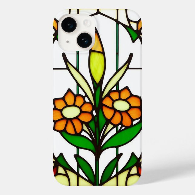 Colorful Stained Glass Depicting Flowers Case-Mate iPhone Case (Back)