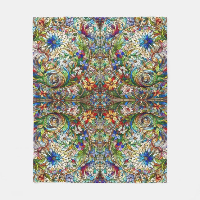Colorful Stained Glass Design  Fleece Blanket (Front)