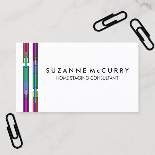 Colorful Stained Glass Design Home Staging Business Card