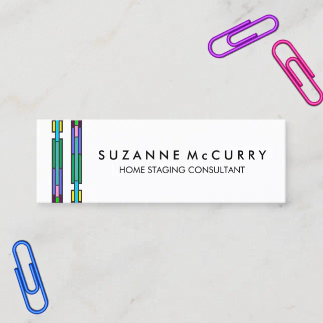 Colorful Stained Glass Design Home Staging Mini Business Card | Zazzle