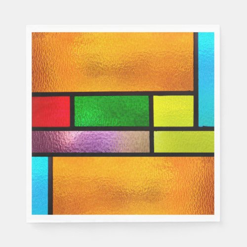 Colorful Stained Glass Design Napkins