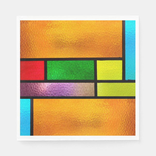 Colorful Stained Glass Design Napkins (Front)