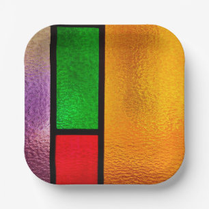 Colorful Stained Glass Design Paper Plates