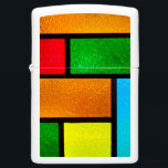 Colorful Stained Glass Design Zippo Lighter<br><div class="desc">Vibrant colored stained glass rectangle abstract pattern</div>
