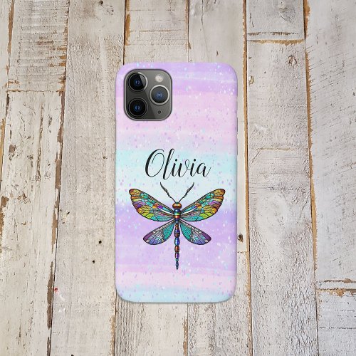 Colorful Stained Glass Dragonfly Wings iPhone 11 Pro Case
