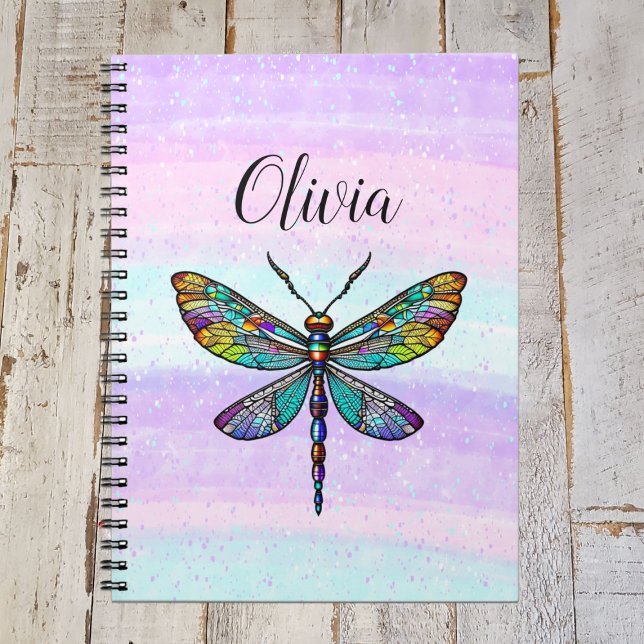 Colorful Stained Glass Dragonfly Wings Notebook (Creator Uploaded)