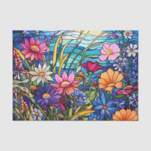Colorful Stained Glass Effect Flowers Decoupage Tissue Paper