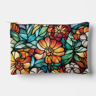 Colorful Stained Glass Floral Accessory Pouch