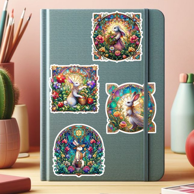 Colorful Stained Glass Floral Bunny Easter  Sticker (Creator Uploaded)