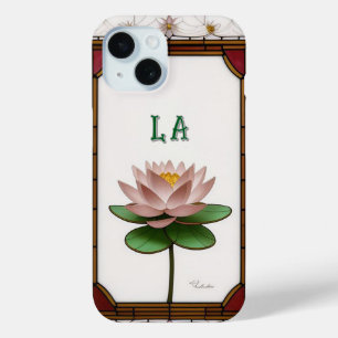 Colorful Stained Glass Floral Design iPhone 15 Case