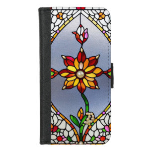 Colorful Stained Glass Floral Design iPhone 8/7 Wallet Case