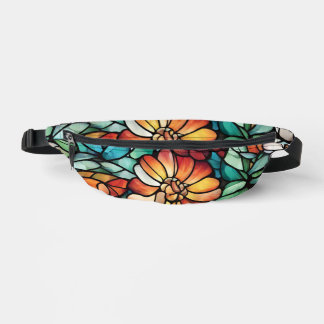 Colorful Stained Glass Floral Fanny Pack