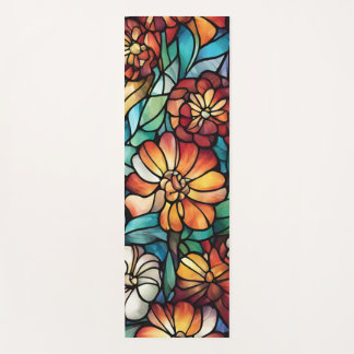 Colorful Stained Glass Floral Yoga Mat