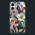 Colorful Stained Glass iPhone Case Purple Flower<br><div class="desc">Beautiful iPhone case featuring a vibrant stained glass style floral design with rich tones of blue, purple, blush, and elegant gold accents. The layered composition creates a luminous, artistic look that feels both bold and refined. ✨ More than just a phone case — it’s a statement piece. Designed to combine...</div>