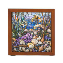 COLORFUL STAINED GLASS LOOK BEACH SCENE