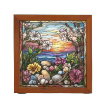COLORFUL STAINED GLASS LOOK BEACH SCENE