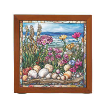 COLORFUL STAINED GLASS LOOK BEACH SCENE