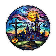 COLORFUL STAINED GLASS LOOK HALLOWEEN SCENES