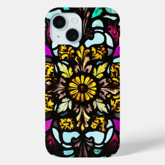 Colorful Stained Glass Mandala Art Elegance iPhone 15 Case