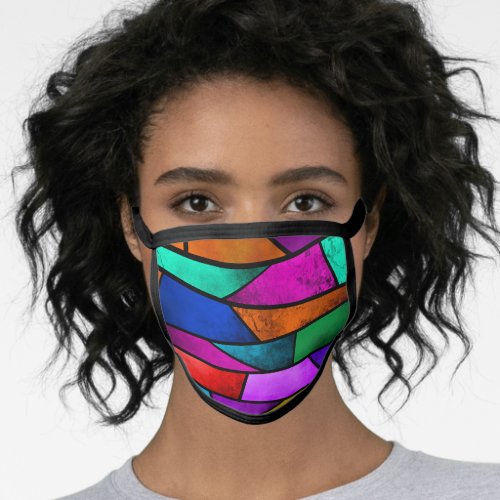Colorful Stained Glass Mosaic Abstract Black Face Mask