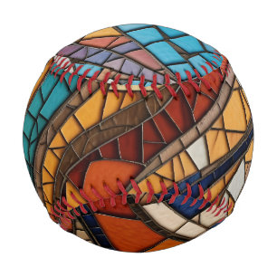 Colorful Stained Glass Mosaic Abstraction Baseball