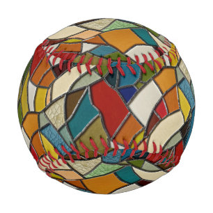Colorful Stained Glass Mosaic Abstraction Baseball