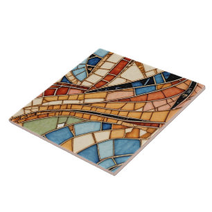 Colorful Stained Glass Mosaic Abstraction Ceramic Tile