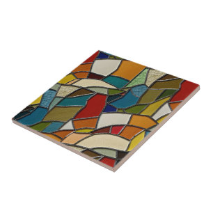 Colorful Stained Glass Mosaic Abstraction Ceramic Tile
