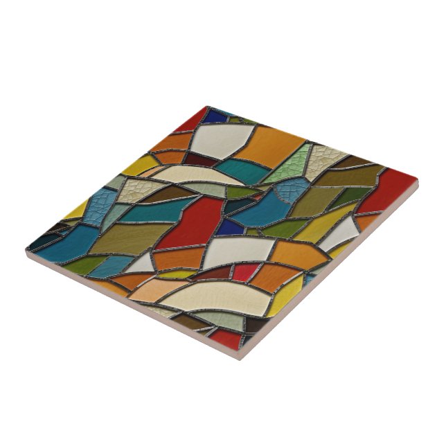 Colorful Stained Glass Mosaic Abstraction Ceramic Tile (Side)