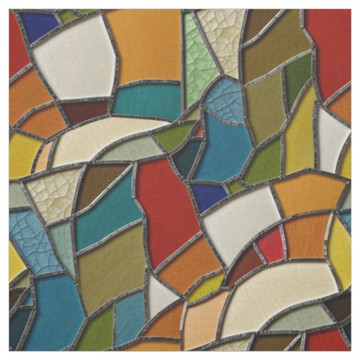 Colorful Stained Glass Mosaic Abstraction Fabric