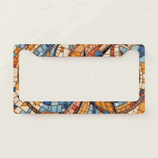 Colorful Stained Glass Mosaic Abstraction License Plate Frame (Front)
