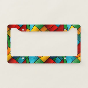 Colorful Stained Glass Mosaic Abstraction License Plate Frame
