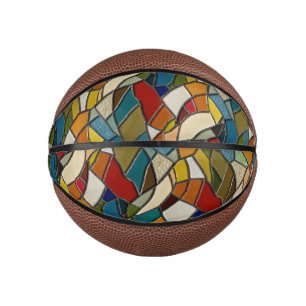 Colorful Stained Glass Mosaic Abstraction Mini Basketball