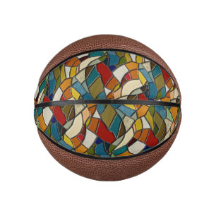 Colorful Stained Glass Mosaic Abstraction Mini Basketball