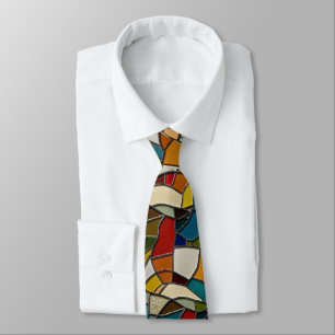 Colorful Stained Glass Mosaic Abstraction Neck Tie