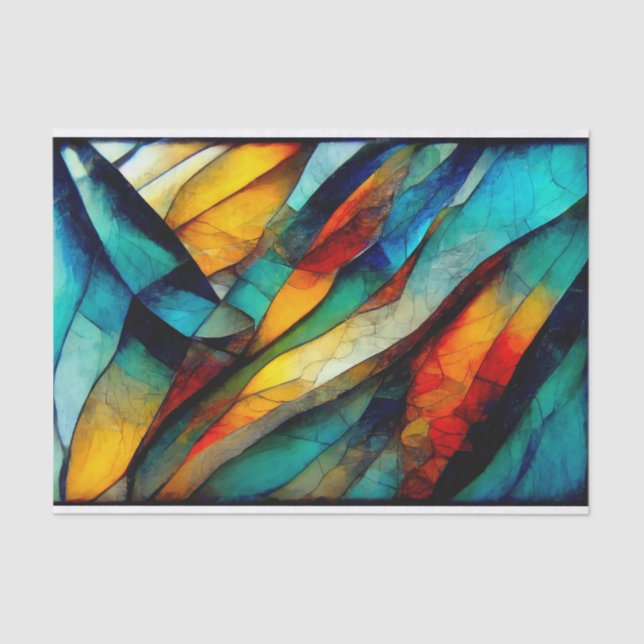 Colorful Stained Glass Mosaic Abstraction Tissue Paper (Front)