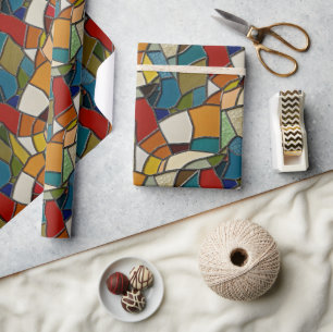 Colorful Stained Glass Mosaic Abstraction Wrapping Paper