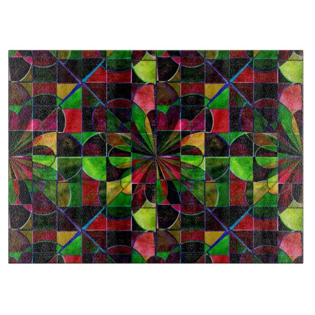 Colorful Stained Glass Mosaic Glass Cutting Board (Front)