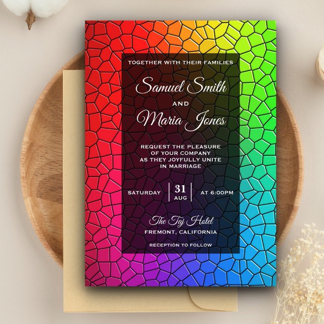 Colorful Stained Glass Mosaic Wedding Invitation (Creator Uploaded)