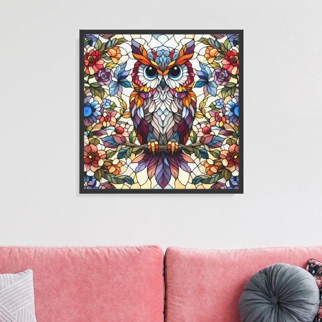 Colorful Stained Glass Owl Canvas Print (Creator Uploaded)