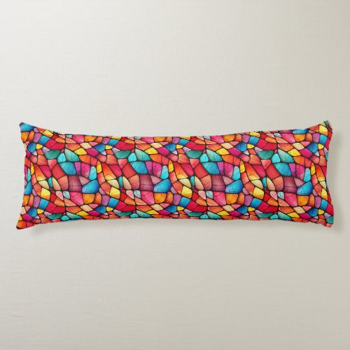 Colorful Stained Glass Pattern background Body Pillow