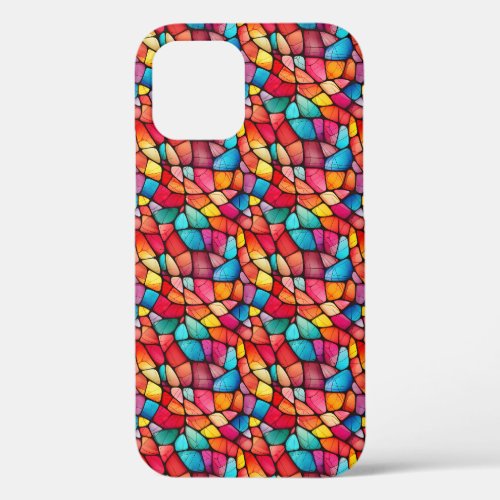 Colorful Stained Glass Pattern background iPhone 12 Case