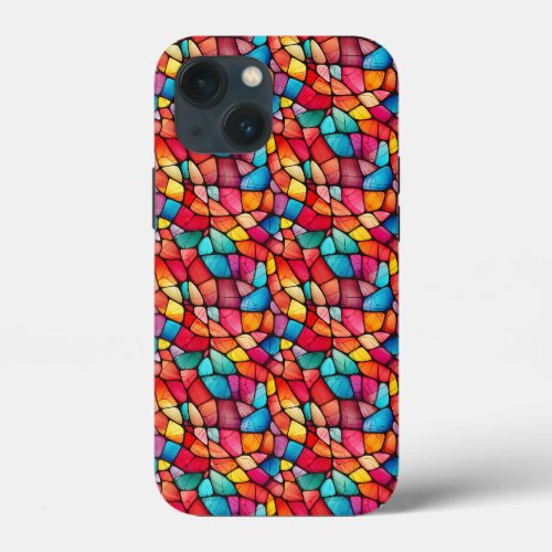 Colorful Stained Glass Pattern background iPhone 13 Mini Case